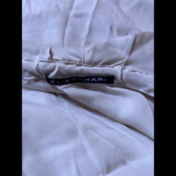 Elie Tahari Blouse Medium / Large Womens Woven Balloon Sleeve Collared Satin - Picture 6 of 6